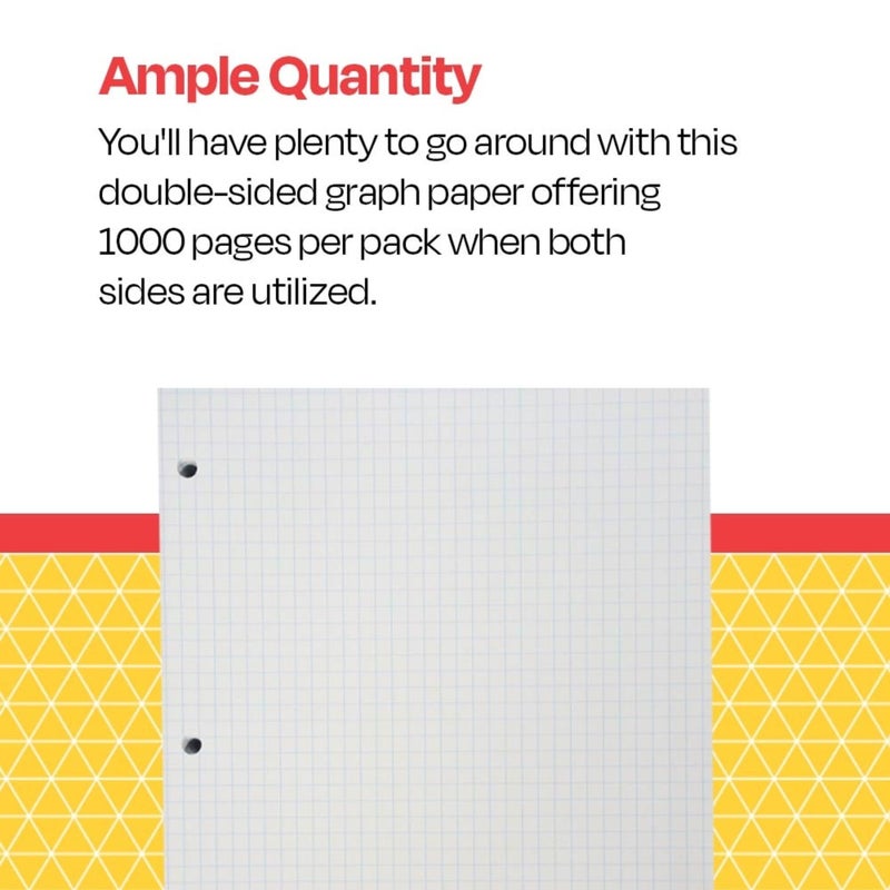 School Smart-86667 Double Sided Grid Paper, 3 Hole Punched, 8-1/2 x 11 Inches, 1/4 Inch Rule, White, Pack of 500 - Image 4